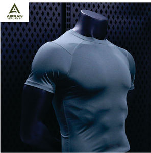 Camiseta de Compresión Blanca para Hombre Aifran, Corte Regular, Manga Corta, Cuello Redondo, Capa Base Deportiva, 100% Algodón, Secado Rápido - Product Image 4