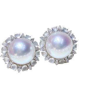 New 925 Sterling Silver Little Fairy <b>Earrings</b> Ribbon Style Natural Gold Beads 11-12mm Slightly Flawed Fashionable Studs Gift <b>Box</b> - Product Image 5