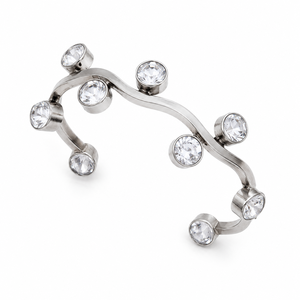 Bracelet manchette en argent pour femme avec pierres de cristal multicolores |   Bijoux Kada faits à la main - Product Image 6