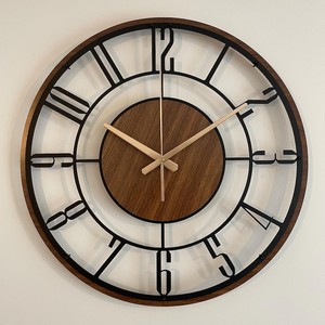 Large Wooden Metal <b>Wall</b> <b>Clock</b>, Mid Century <b>Modern</b> Wood <b>Wall</b> <b>Clock</b>, Farmhouse <b>Clock</b> Gift, Unique Silent <b>Clock</b>, <b>Modern</b> Metal - Product Image 5