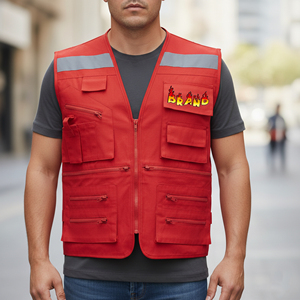 Custom Top Trendy Mesh Safety Vest High Visibility Waterproof Reflective Anti-static <b>LED</b> Flash Zipper Pockets Construction - Product Image 5