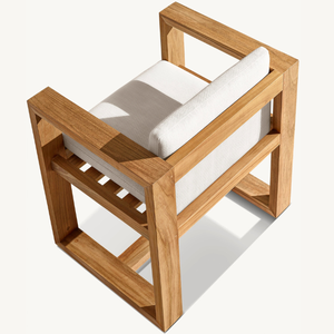 Fauteuil individuel pour s'asseoir en extérieur et profiter du paysage. Chaise en teck massif au style moderne. - Product Image 3