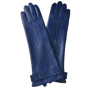 Opera Length Blue Leather <b>Gloves</b> Plain Style Unlined Winter Business Use - Product Image 5