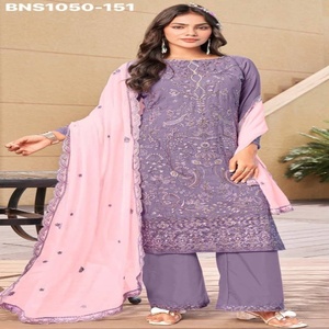 Fabricante de conjuntos de salwar-suit y dupatta semisellados de georgette de alta calidad con bordados y trabajo khatli, de Surat. - Product Image 1