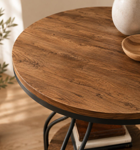 Tribe signs <b>Round</b> Side End Coffee <b>Table</b> 2-Tier End <b>Tables</b> Modern Bedside <b>Table</b> <b>Small</b> Chairside <b>Tables</b> with Storage for Couch - Product Image 3