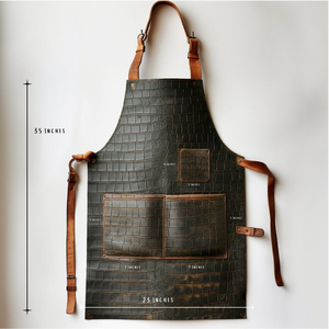 ผ้ากันเปื้อนหนังลายจระเข้แบบไม่มีแขน ขนาด 35x23 นิ้ว ทนทาน สไตล์คลาสสิก มีกระเป๋า ใช้ซ้ำได้ ปรับแต่งได้ สำหรับทำอาหารและงานทั่วไป - Product Image 1