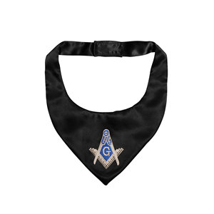 Cravate maçonnique en polyester satiné noir de qualité supérieure, motif carré et boussole |   Fournisseur en gros de cravates de col de cérémonie maçonniques sur mesure - Product Image 1