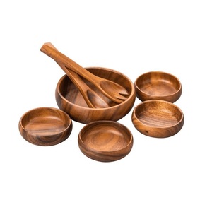 Bol en bois sculpté à la main, style rustique, en bois brun, vaisselle avec cuillère en bois - Product Image 4