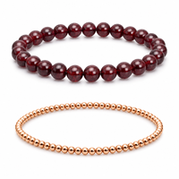 Ensemble de bracelets en citrine de 8 mm pour femmes, design empilable deux pièces avec chaîne dorée pour un style religieux superposé