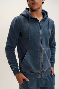 Sweat-shirt à capuche zippé pour homme, couleur unie imprimée, manches longues, décontracté, polaire mi-épaisse, idéal pour la gym et l'échauffement - Product Image 3