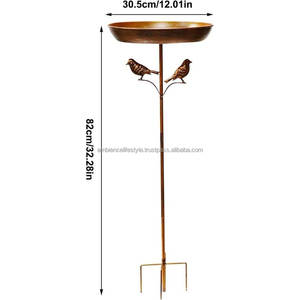 Bain d'oiseaux extérieur en métal de qualité supérieure avec un design élégant, une base robuste, un matériau résistant aux intempéries et un bassin d'eau adapté aux oiseaux. - Product Image 6
