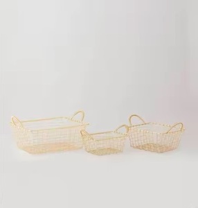 Modern Fancy Gold-Plated Metal Wire <b>Storage</b> <b>Basket</b> for Fruit & <b>Vegetables</b> Table Top Home Kitchenware Decorative <b>Baskets</b> - Product Image 1