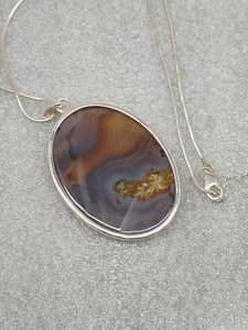 Colgante de Plata de Ley con Ágata Dendrítica Grande Hecho a Mano, Joyería Elegante, Regalo de Aniversario - Product Image 3
