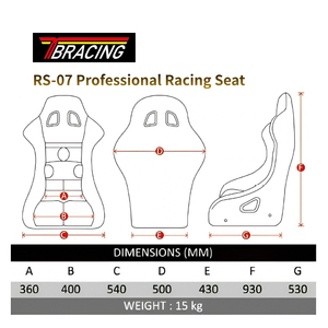 Siège de course rallye TBRACING RS-07 homologué FIA 8855-2021, prêt pour une utilisation sur circuit, avec trous pour harnais et rail coulissant, broderie de logo personnalisée. - Product Image 2