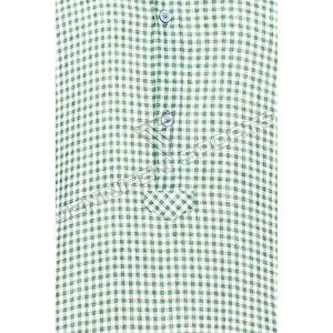 เสื้อเชิ้ตคอตตอน 100% แขนยาวสีเขียวขาวสไตล์บาวาเรียนสำหรับผู้ชาย  ใส่ได้ในเทศกาลอ็อกโทเบอร์เฟสต์ ระบายอากาศได้ดี  ปกเสื้อติดกระดุม เหมาะสำหรับฤดูร้อน - Product Image 3