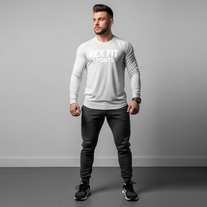 REXFIT SPORTS OEM Camisetas de Entrenamiento de Manga Larga para Hombre, Tejido Ligero de Punto, Proveedor de Ropa Deportiva Informal - Product Image 4