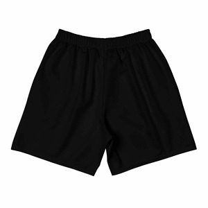 Shorts de sport décontractés pour homme, en polyester tissé, noirs unis, à séchage rapide et taille élastique - Product Image 3