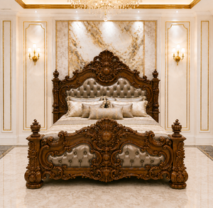 Cama King Size de Lujo con Tapicería Acolchada con Diseño de Diamantes, Cama Marrón Antigua Más Vendida con Mesitas de Noche, Compre Muebles de Dormitorio de Primera Calidad - Product Image 2