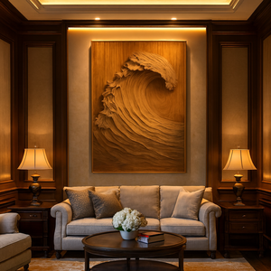 Escultura de Madera Maciza de Alta Calidad, Tallada a Mano, Arte Decorativo Ecológico Abstracto para Pared, para Aniversario o Decoración de Diwali - Product Image 2