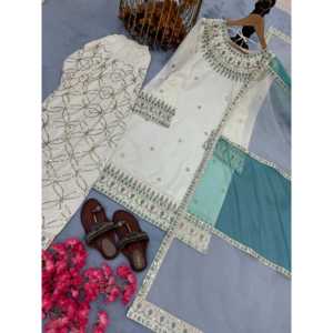 Ensemble de vêtements de soirée pour femmes de marque Top élégant et palazzo avec Dupatta - Product Image 2