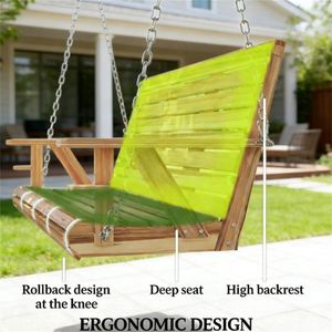 Sedia a Dondolo in Legno Naturale per Esterni, Giardino, Cortile e Veranda - Product Image 3