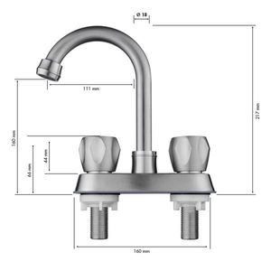 Rubinetto per lavabo da bagno Centerset a 2 maniglie con scarico a scomparsa in acciaio inossidabile e tubo di scarico - Rubinetti per lavabo di alta qualità - Product Image 6