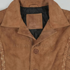 Veste en cuir suédé pour homme, style vintage, à usage durable, avec ourlet et poignets côtelés, d'apparence classique et décontractée - Product Image 5