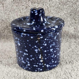 Artistic Speckled <b>Storage</b> Jar With Snug Fit Lid Durable Finish Compact Space Saving Design Stylish <b>Kitchen</b> Counter Organizer - Product Image 4