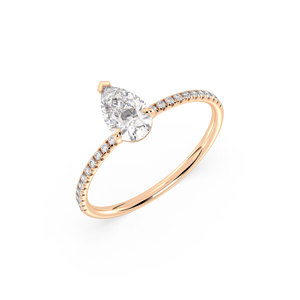 Anillo Solitario REYES con Diamante Cultivado en Laboratorio HPHT CVD de Corte Pera de 1.11Ct en Oro Sólido de 14K, Certificado IGI, Regalo de Aniversario, Joyería Fina - Product Image 1