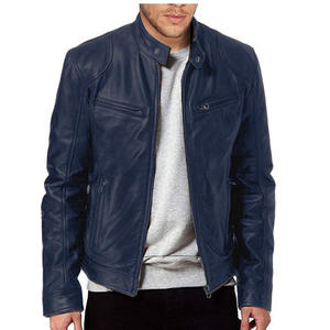 Veste en cuir PU coupe-vent de style automne pour hommes, manteau court à fermeture éclair avec revers, veste de moto élégante, vêtements coupe ajustée - Product Image 5