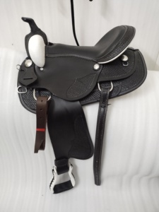 Silla de Montar Occidental de Cuero Suave ADEEFA, Diseño Popular para Carreras de Caballos, Tamaños 12"-18", Hecha a Mano, Negra, Precio al por Mayor - Product Image 1