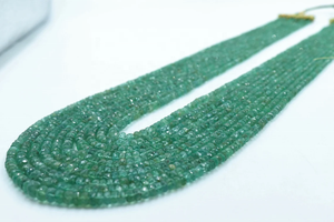 Collar de Rondelle facetado de Esmeralda natural de 10 hebras Cuentas de piedra esmeralda de Zambia real - Product Image 5