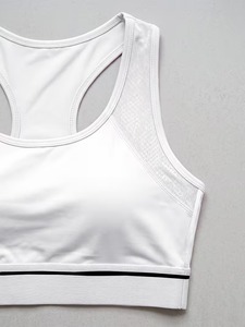 High Stretch <b>Mesh</b> Panel Racerback Workout Sports Bra Stripe Contrast Band Women Activewear Running Gym Yoga <b>Crop</b> Tank <b>Top</b> - Product Image 6