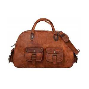 Bolsa de Viaje de Cuero Genuino, Forma de Barril, Correa de Hombro para Hombre, Cierre de Hebilla, Estilo Clásico, Marrón, Duradera - Product Image 3