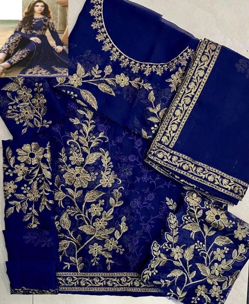 Shop Our Pakistani Indian Chiffon Embroidered Maxi Dress