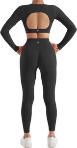 Conjunto de Yoga de 2 Piezas para Mujer, Tallas Grandes, Ropa Deportiva, Spandex/Algodón, Sólido, Ecológico, Reversible, Secado Rápido, Logotipo Personalizado, Venta al Por Mayor - Product Image 2