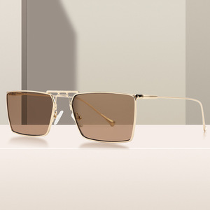 3301 New Arrival Personality Fashion Metal <b>Square</b> Double Bridge Shades Women Men <b>Sunglasses</b> Wholesale - Product Image 4