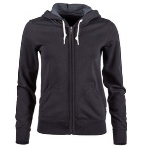 Sweat-shirt à capuche unisexe noir à fermeture éclair, coupe classique, couleur unie, en coton tricoté décontracté avec poches, idéal pour l'automne - Product Image 1