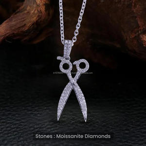 Collar de Lujo con Colgante de Barbero, con Diamantes Cultivados en Laboratorio y Diseño de Acabado Premium - Product Image 1