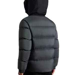 Men's Hooded Puffer Jacket Down Filled Winter Coat Windproof Casual Quilted Regular Fit Black Zipper Closure - Product Image 2