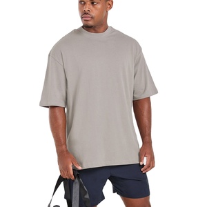 High Quality Summer Blank Design Casual Short Sleeve Breathable O-Neck Cotton Solid Color <b>Drop</b> Shoulder Oversized Men's T-shirts - Product Image 1