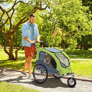 Rimorchio per Bicicletta 2 in 1 per Cani, Grande Passeggino per Animali Domestici da Esterno con Tettuccio e Tasche Portaoggetti, Compatibile con Biciclette a 3 Ruote in Alluminio, Massima Capacità di Carico - Product Image 2