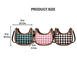 Bolsos de Cuero Hechos a Mano de Tendencia 2026, Nuevo Estilo Occidental con Diseño a Cuadros, Bolso de Hombro de Cuero Genuino Estilo Bohemio Gitano para Mujer - Product Image 2