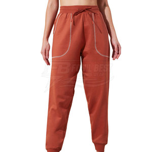 Women's Custom Logo Printed Mid Waist Casual <b>Trousers</b> 100% Cotton Eco-Friendly Breathable High Quality Wholesale - Product Image 1