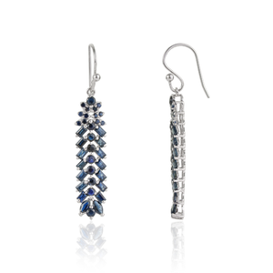 Boucles d'oreilles pendantes en argent sterling 925 de haute qualité, faites à la main, 100 % authentiques, avec pierre précieuse saphir bleu pour femmes - Product Image 3