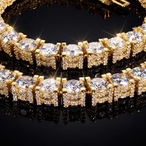 Collar de cadena tipo tenis con diamantes cultivados en laboratorio de 65 mm, estilo hip hop para hombre, joyería de lujo con diamantes redondos brillantes, oro de 14 quilates - Product Image 2
