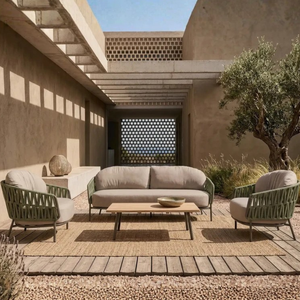 SILVA Modern Outdoor Rope <b>Sofa</b> <b>Set</b> with UV-Resistant PE Woven Frame and High-Density Cushions for Courtyard Garden Use - Product Image 1