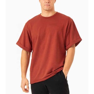 Camiseta de Manga Corta para Hombre, Cuello Redondo, Talla Grande, Color Sólido, Algodón Jersey, Estilo Casual, Rojo - Product Image 1