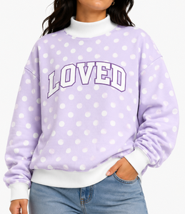 Sweat-shirt unisexe décontracté d'hiver à col montant surdimensionné, avec appliqué lettre en gingham brodé, style OEM - Product Image 1