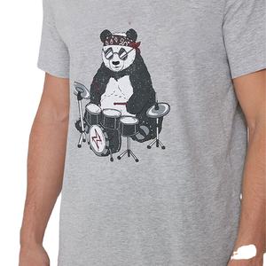 ชุดกีฬาสองชิ้นสำหรับผู้ชายเสื้อยืดและกางเกงขาสั้นสีเทาและสีฟ้ามีดีไซน์แขนลายทางเหมาะสำหรับใช้ในชีวิตประจำวันและการใช้ออกกำลังกาย - Product Image 5